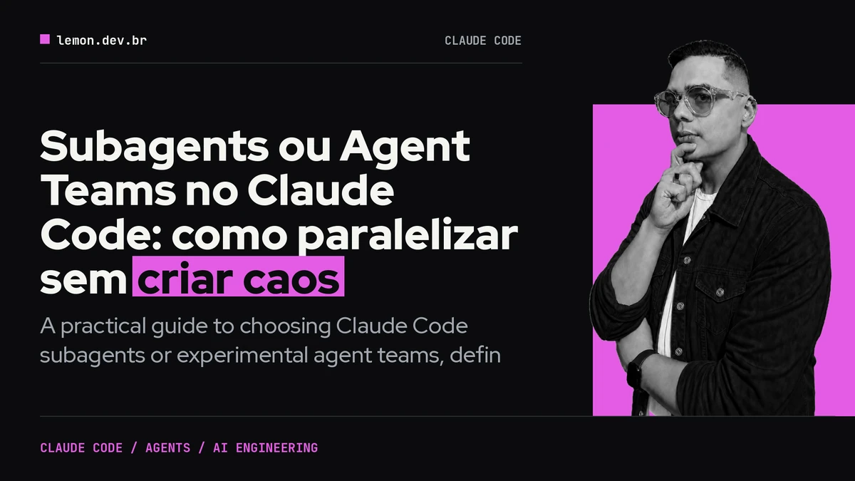 Imagem de capa do artigo: Subagents ou Agent Teams no Claude Code: como paralelizar sem criar caos