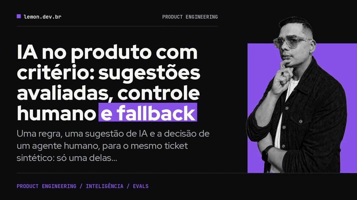 IA no produto com critério: sugestões avaliadas, controle humano e fallback